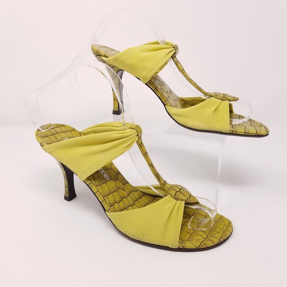 Donald J. Pliner Shoes - Donald J Pliner lime green gator slip on heels 8M